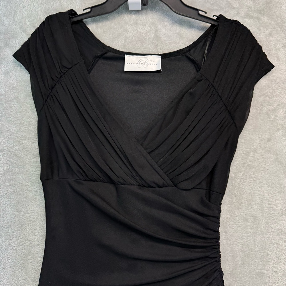 Y2K Vintage Mesh Whimsical Elegant Black Asymmetrical Dress Size S - Picture 2 of 7
